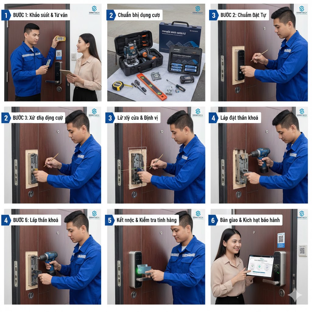 Quy Trình lắp khóa cửa vân tay Ha Nội