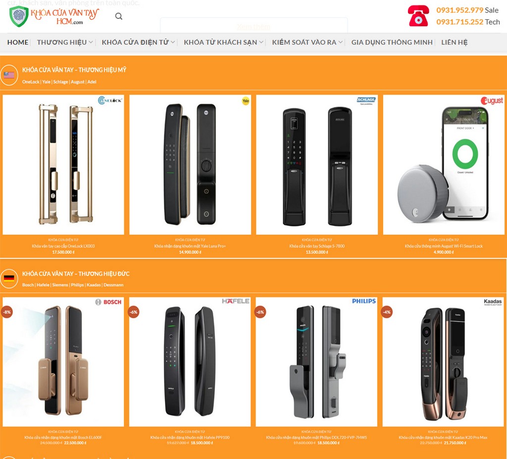 Website khóa cửa vân tay HCM